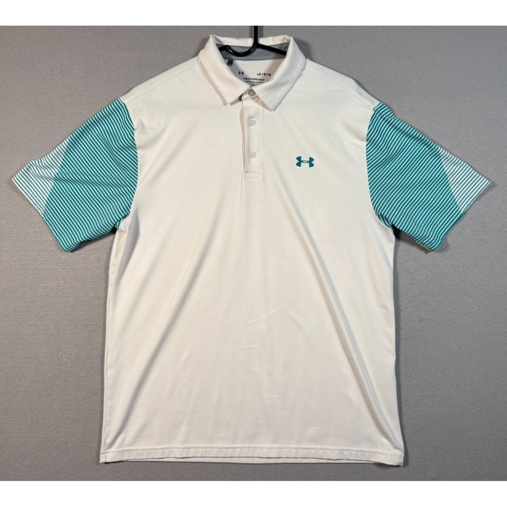Under Armour Men's The Playoff Polo - White Teal - Size L
